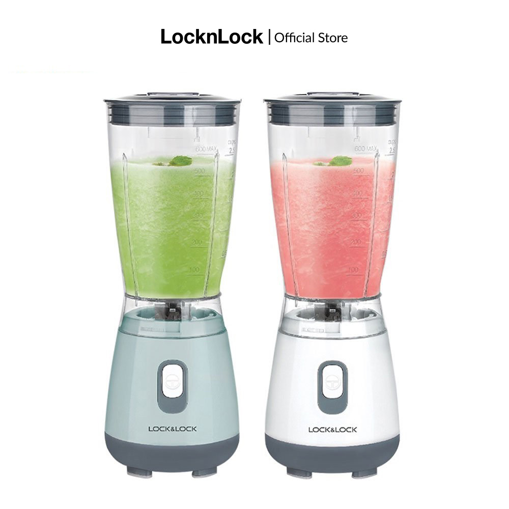 Máy xay sinh tố mini Lock&Lock EJM436 - MàuTrắng/Mint - 600ml 250W - Lưỡi dao inox 4 cánh, nhỏ gọn - Hàng chính hãng - Bảo hành 2 năm