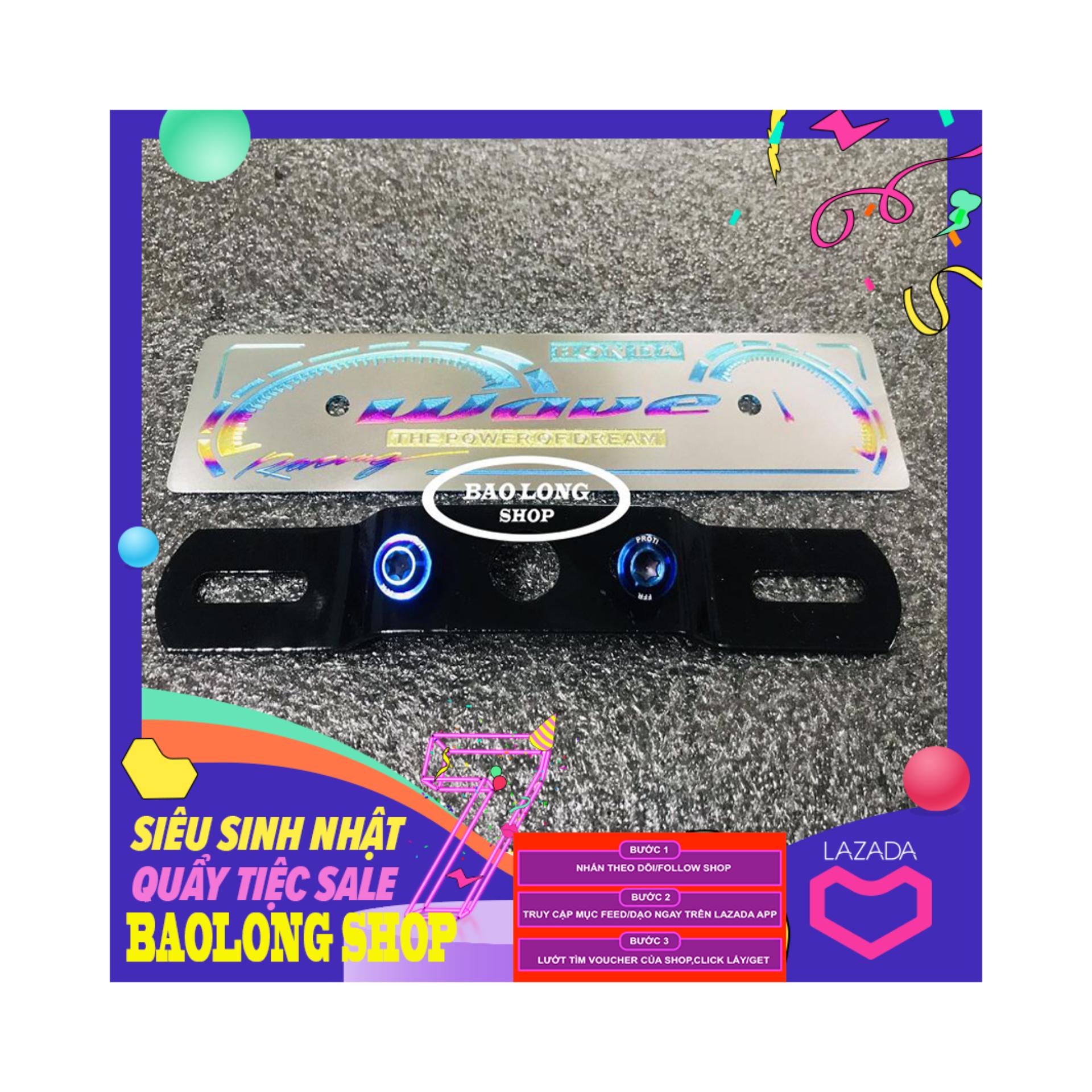 Bảng tên TiTanium điện phân gắn Wave + 2 ốc Proti (100% Titan)