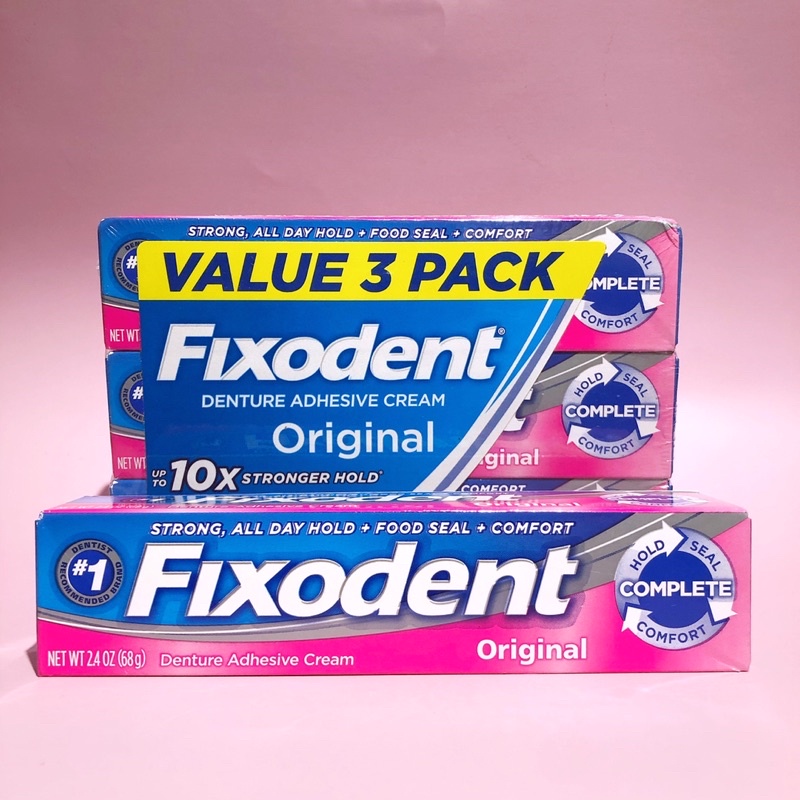 [Mẫu mới] Keo dán hàm răng giả hàm tháo lắp Fixodent Original 68g [dvcareshop]