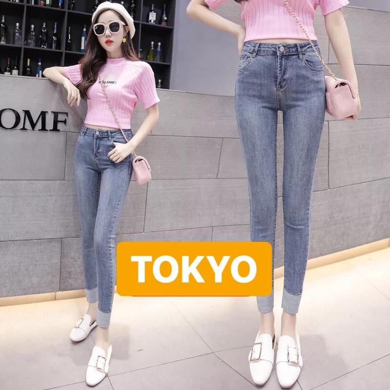 QUẦN JEAN NỮ CHẤT BÒ XANH TRƠN LƯNG CAO NÂNG MÔNG TAMAKI TOKY-1045 CAO CẤP - TOKYO FASHION
