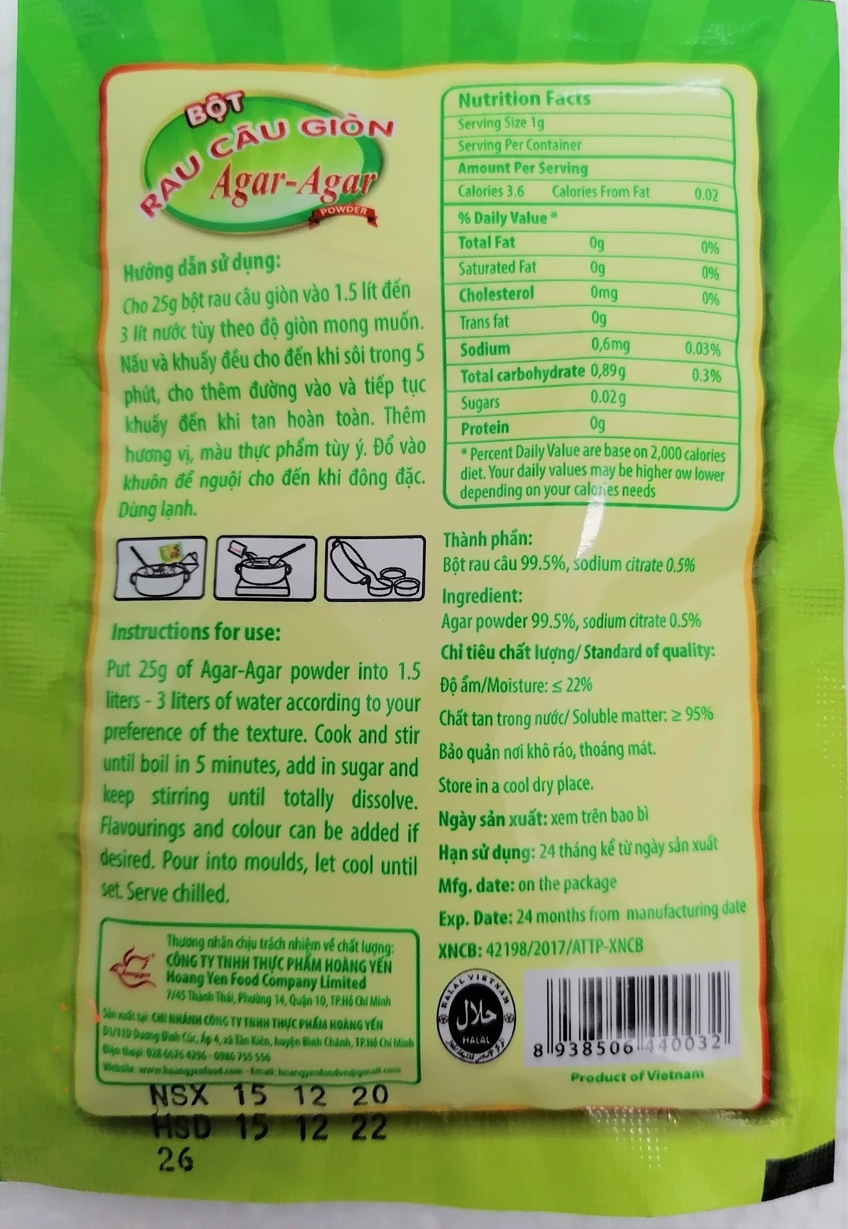 [25g - GIÒN] BỘT THẠCH RAU CÂU GIÒN [VN] ROVIN Agar - Agar Powder (halal)