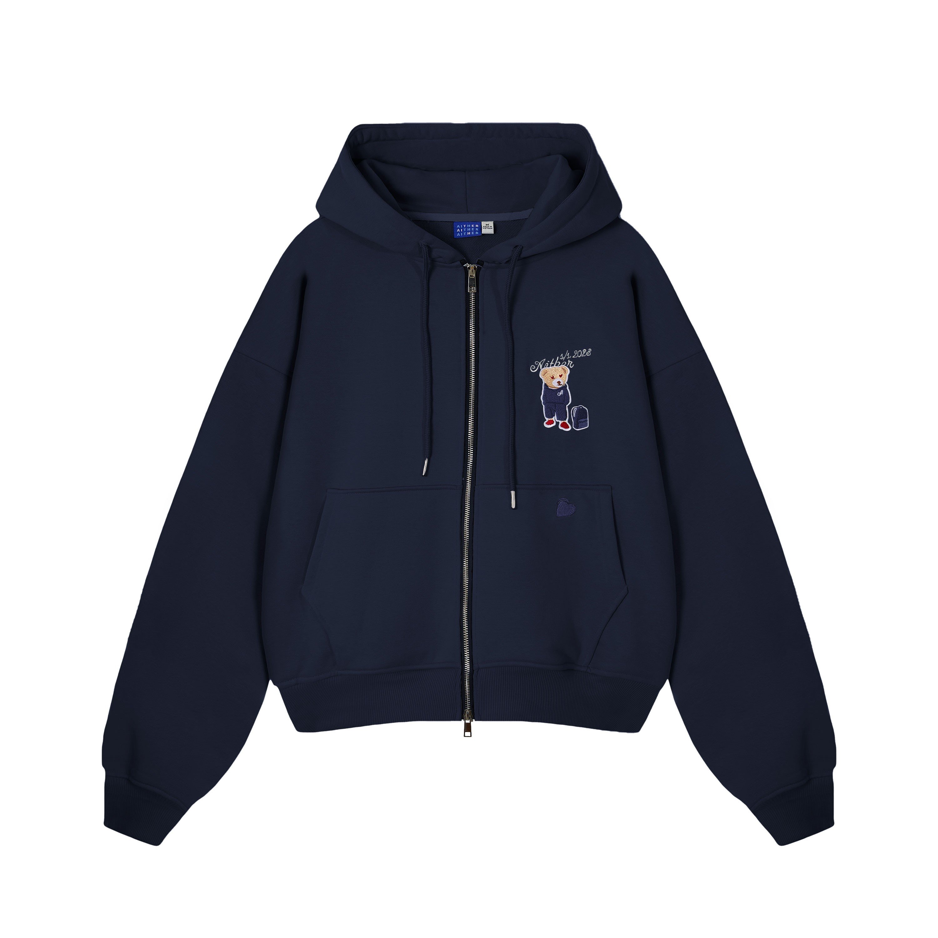 Aither Studio Áo Bear Hoodie Zip form Boxy