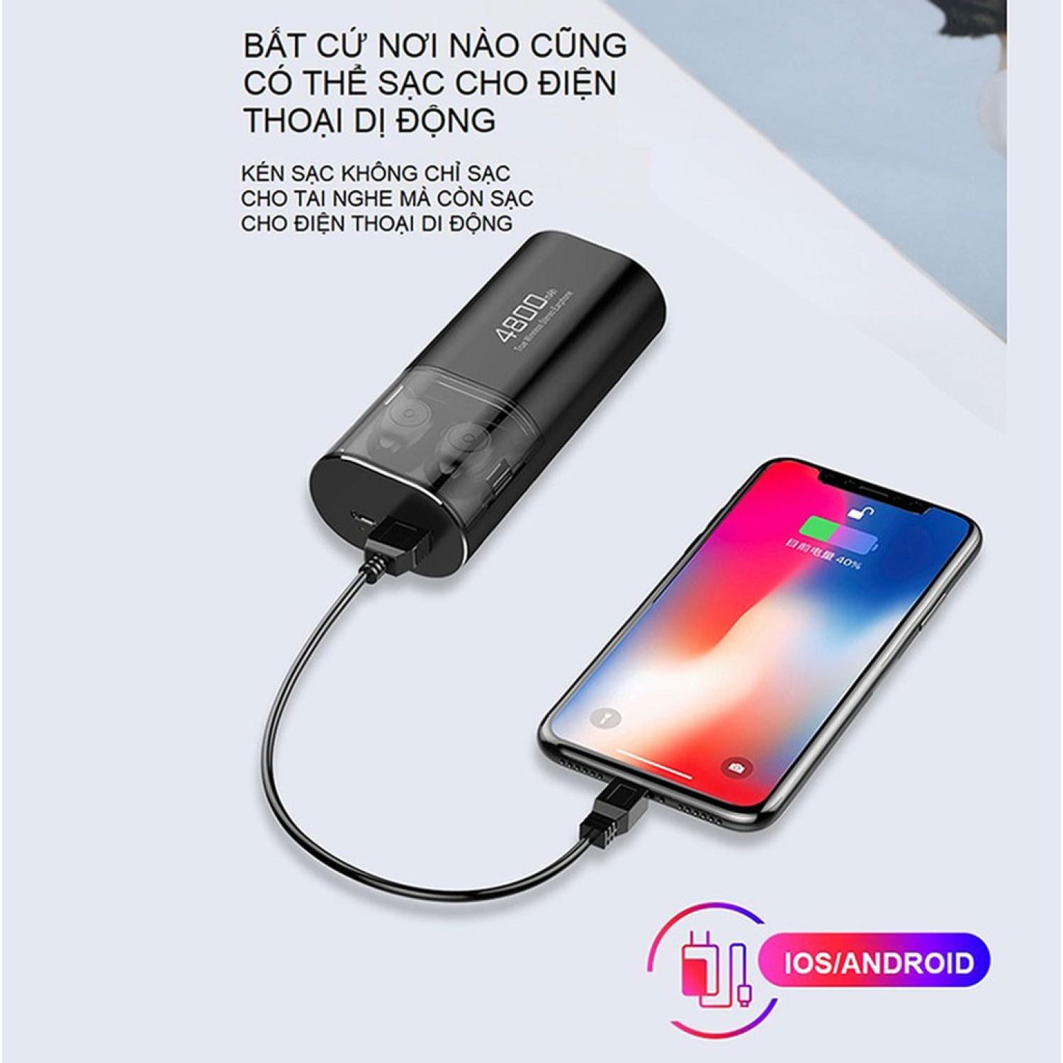 Tai Nghe Không Dây Bluetooth S11 5.0 TWS - Tích Hợp Sạc Dự Phòng 4800mah - Kháng Nước