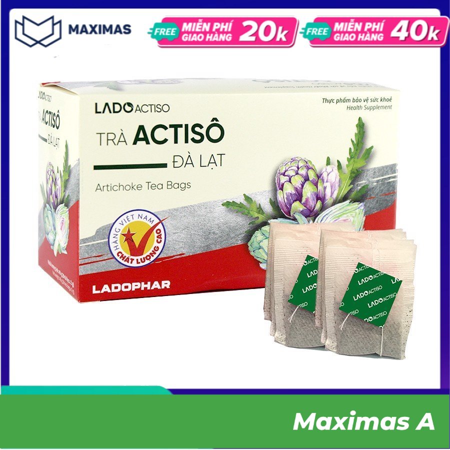 Trà Atiso Ladophar hộp 20 túi lọc Trà Actiso Đà Lạt món quà sức khỏe từ