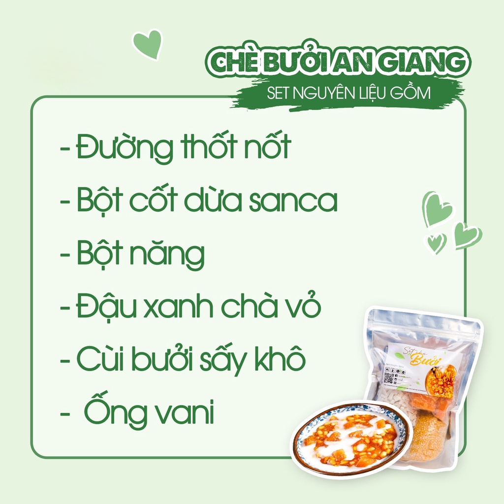 Set Chè Bưởi Đậu Xanh Siêu Cùi Thơm Ngon Dễ Nấu (6 cốc)