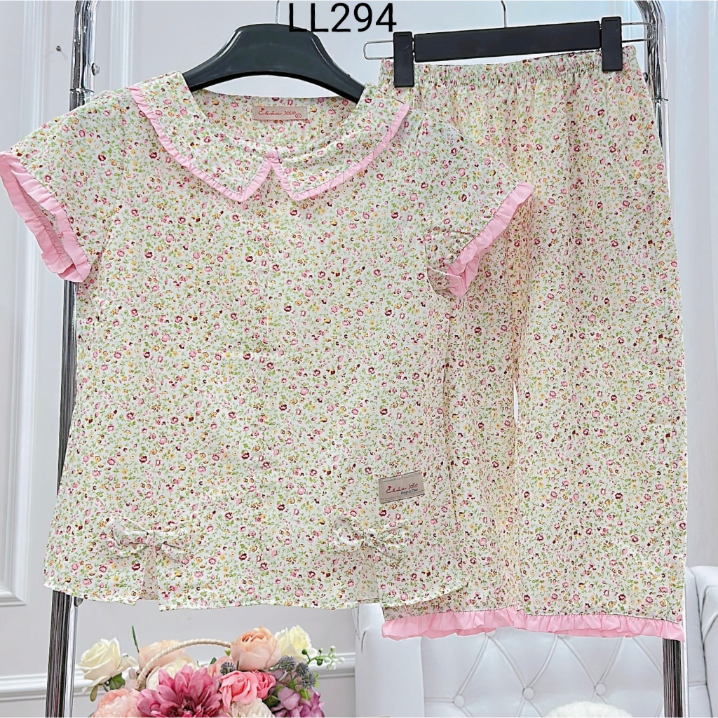 (Bunnysky) Đồ bộ mặc nhà nữ, lửng lụa hoa nhí mềm mát