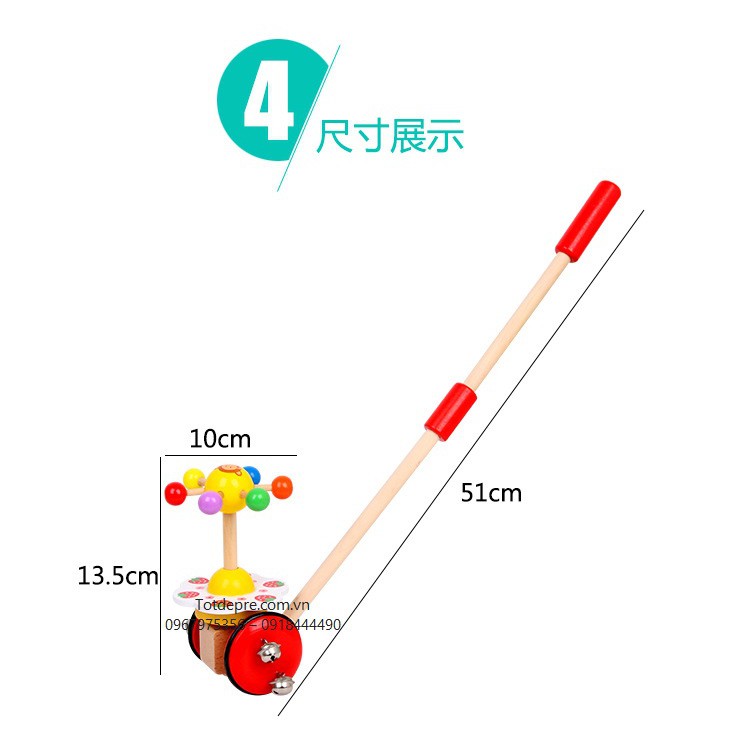 Xe đẩy lục lạc - Đồ chơi gỗ