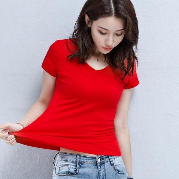 [HCM]Áo Thun Nữ Cổ Tim Trơn Basic
