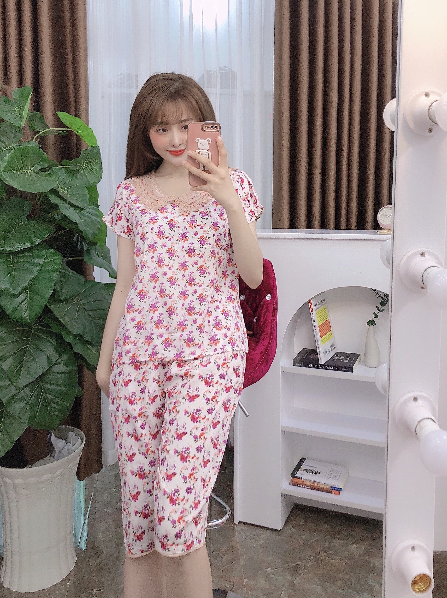 ĐỒ BỘ NỮ MẶC NHÀ FORM QUẦN LỬNG CHẤT LỤA NK MỀM MÁT XỊN XÒ