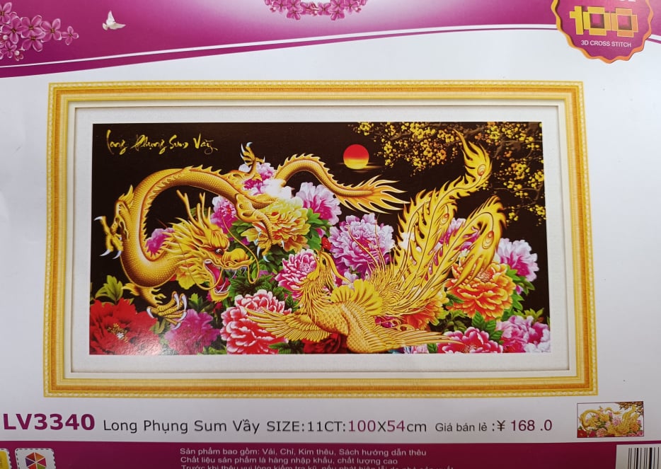 Tranh thêu chữ thập Long phụng sum vầy LV3340