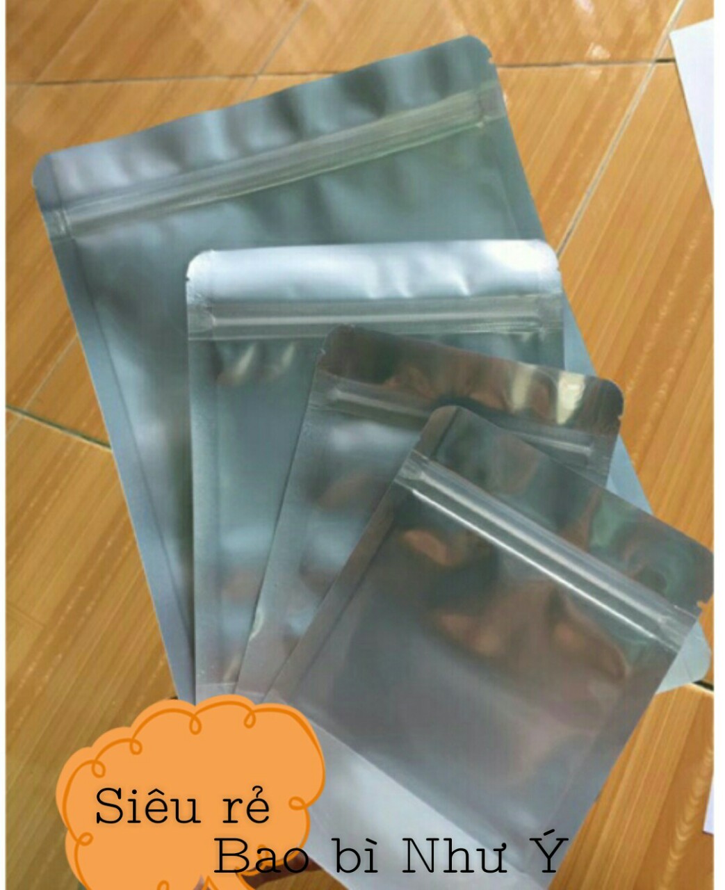 {500gr/1size} -  Túi zipper đáy đứng Mặt Bạc Mặt Trong (đủ size, sản phẩm y hình)