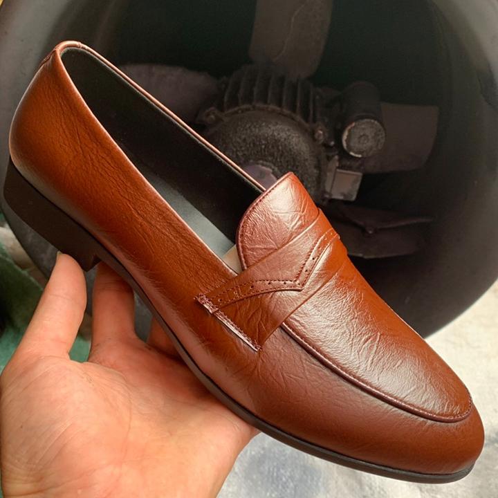 Giày tây da bò nhăn cánh rơi (NAM) (NÂU)