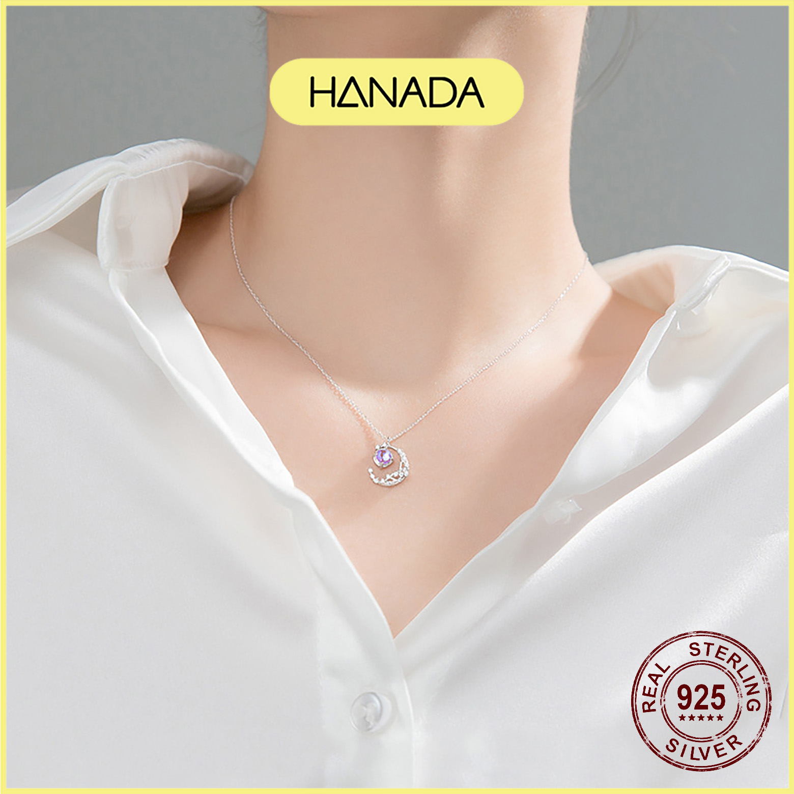 Dây chuyền Hanada Dây Chuyền Mặt Trăng Đá 0773