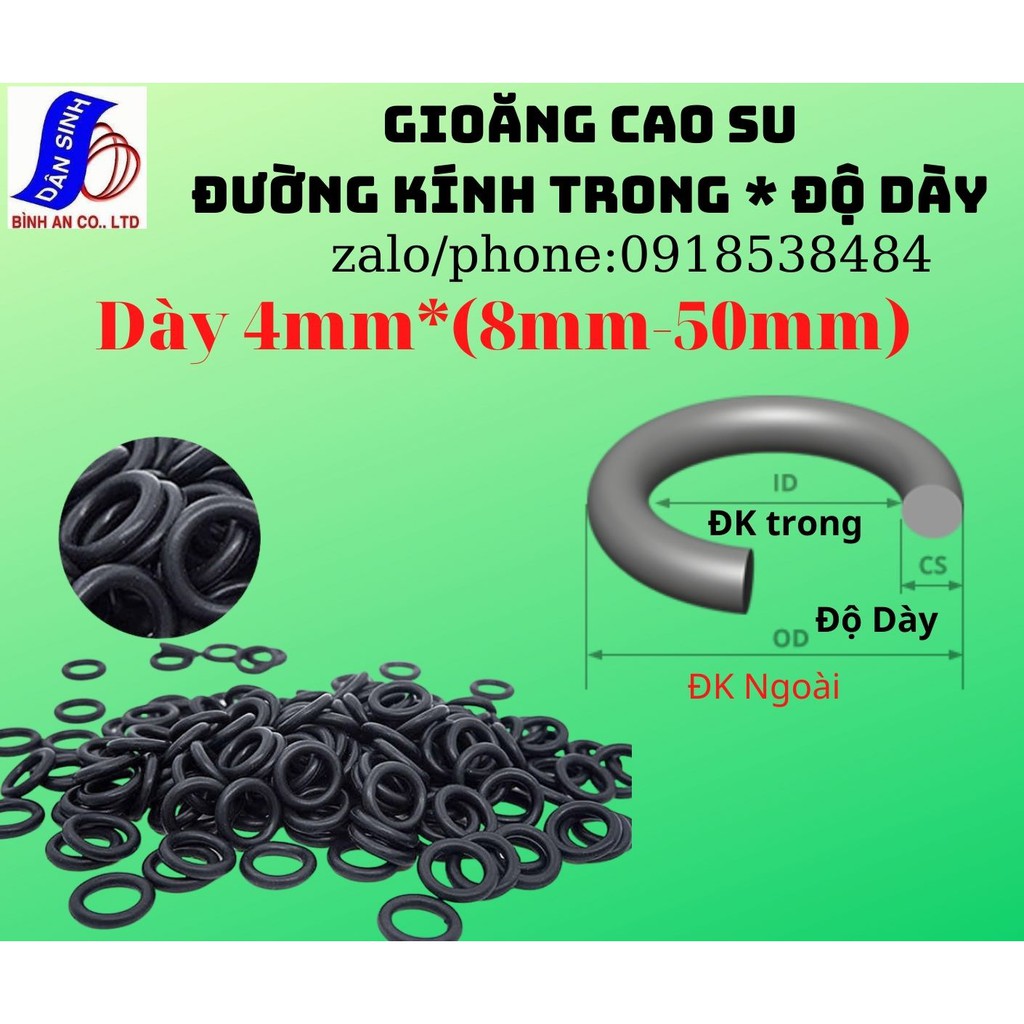 Dày 4mm * (8mm đến 50mm ,Đường kính trong) Gioăng cao su NBR70