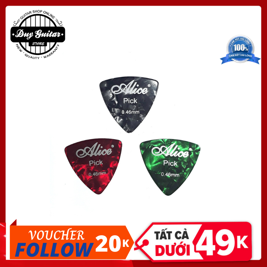 Bộ 3 cái guitar pick Alice 0.46mm mẫu tam giác - Màu ngẫu nhiên Sale rẻ dưới 49k - Duy Guitar Store