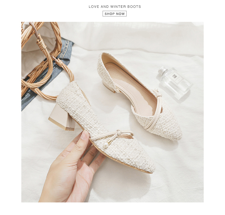 Giày Búp Bê Nữ Giày Slip On Đế Thấp 3 Phân Mũi Nhọn