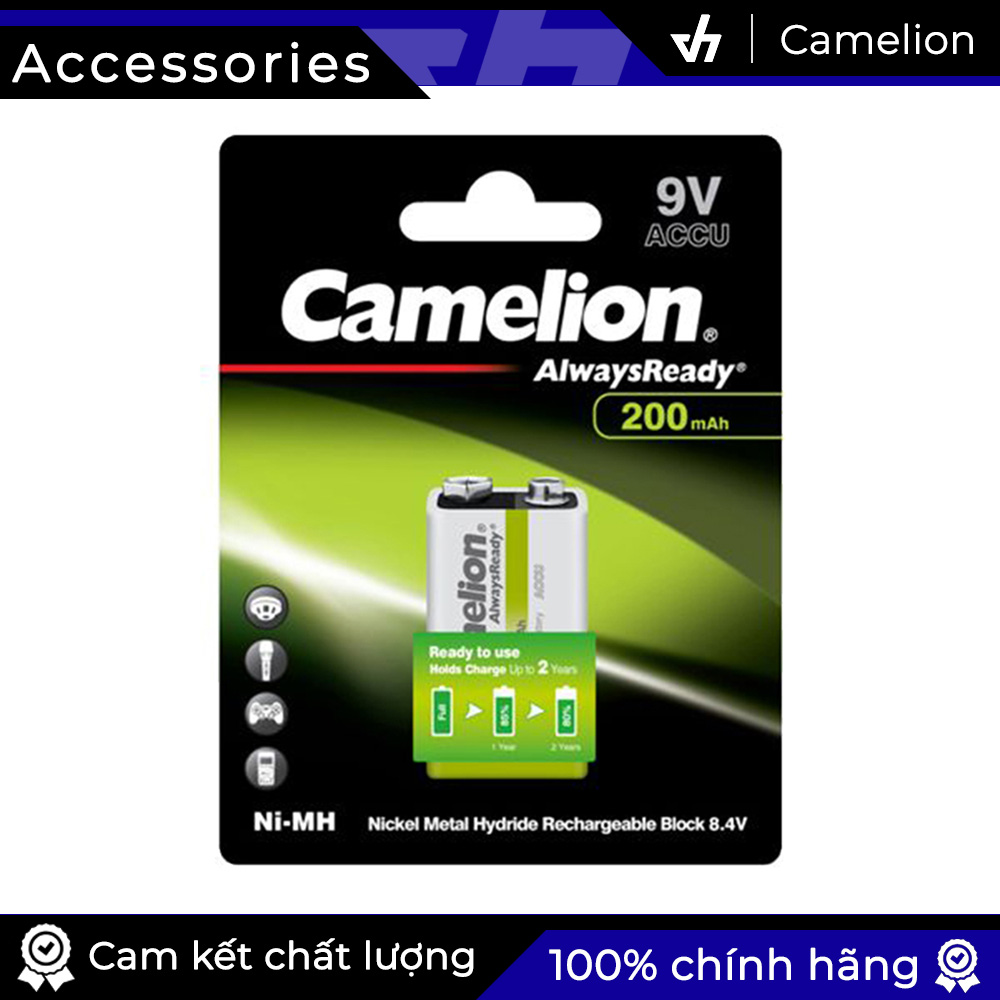 Pin sạc vuông Camelion 9V dung lượng 200mAh hiệu suất cao