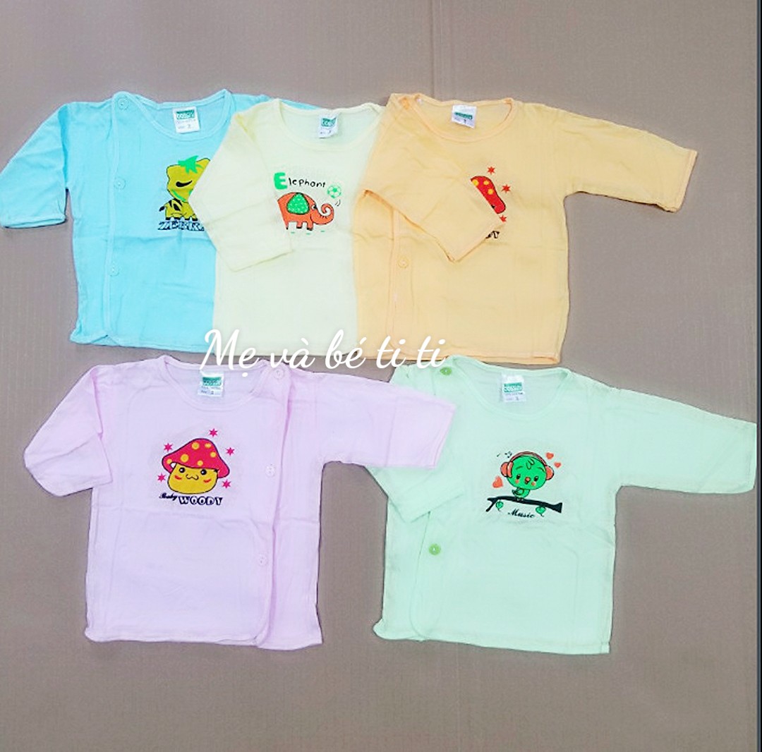 Combo 5 áo sơ sinh tay dài màu chất cotton