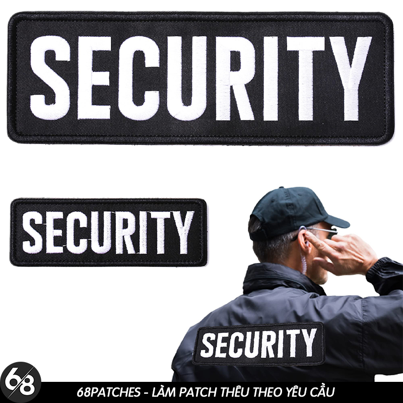 Patch vải ủi nhiệt thêu logo security bảo vệ kích thước lớn D25