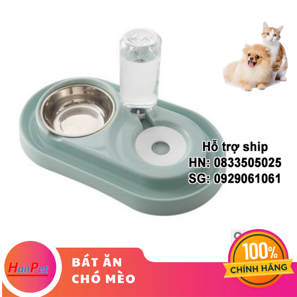 Hanpet - Bát ăn chó mèo Bát chống kiến xịn, chống tràn nước Bát tự động cấp nước chó mèo nhỏ