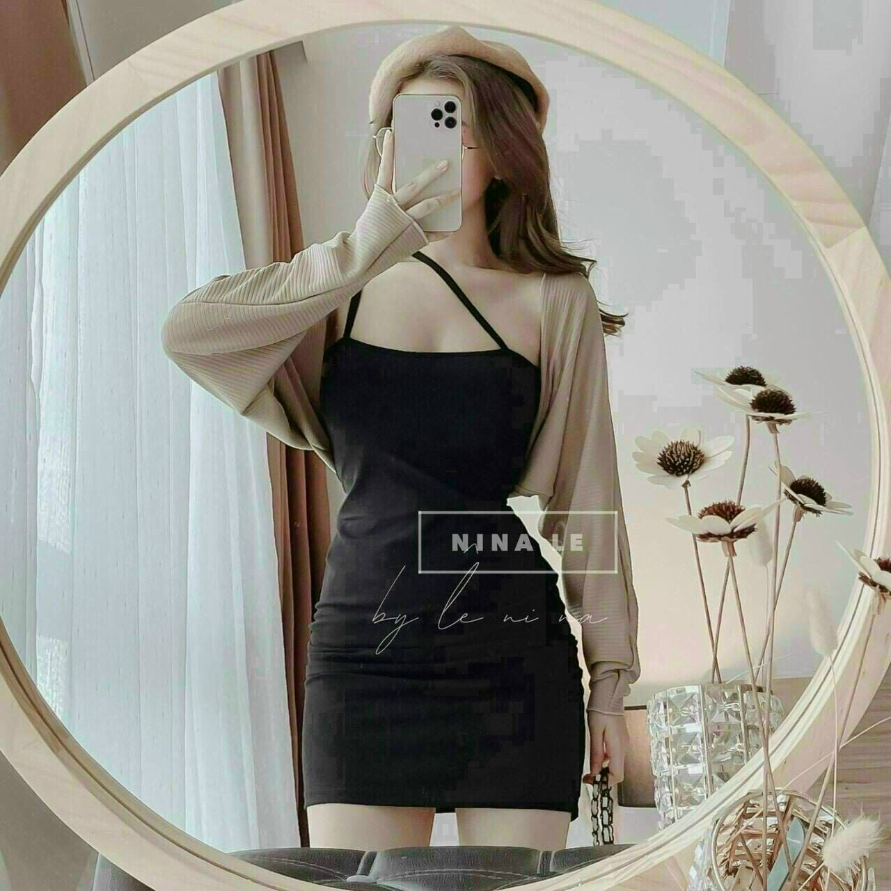 Set Đầm Boby + Áo Khoác Kem