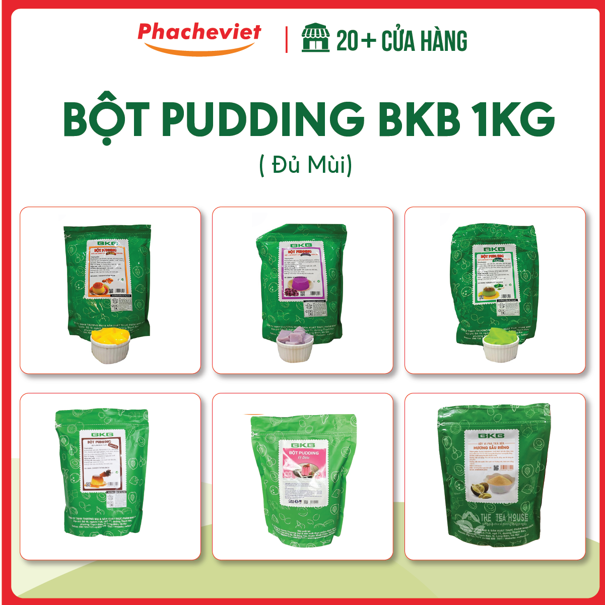 Bột pudding bkb đủ vị 1kg