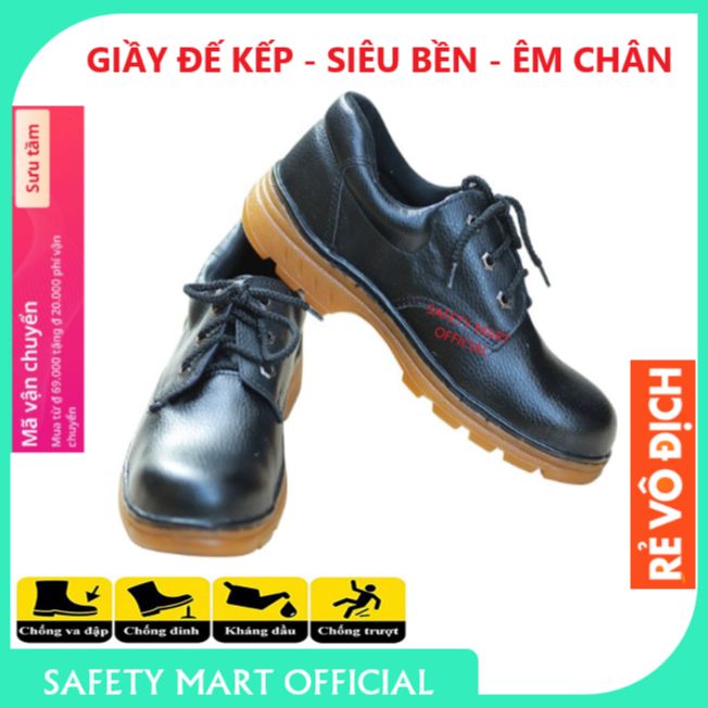 Giày Bảo Hộ Lao Động Nam ABC Đế Kếp Mũi Thép Đế Thép Cao Cấp, Bảo Vệ Chống Tai Nạn, Da PU Bền Bỉ Giá Rẻ Phân Phối Chính Hãng Safety Mart Official