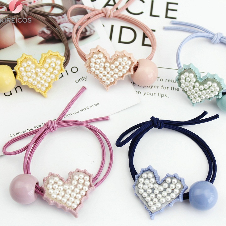 [HCM]Hộp 10 Dây Cột Tóc Hình Trái Tim Dễ Thương - kireicos