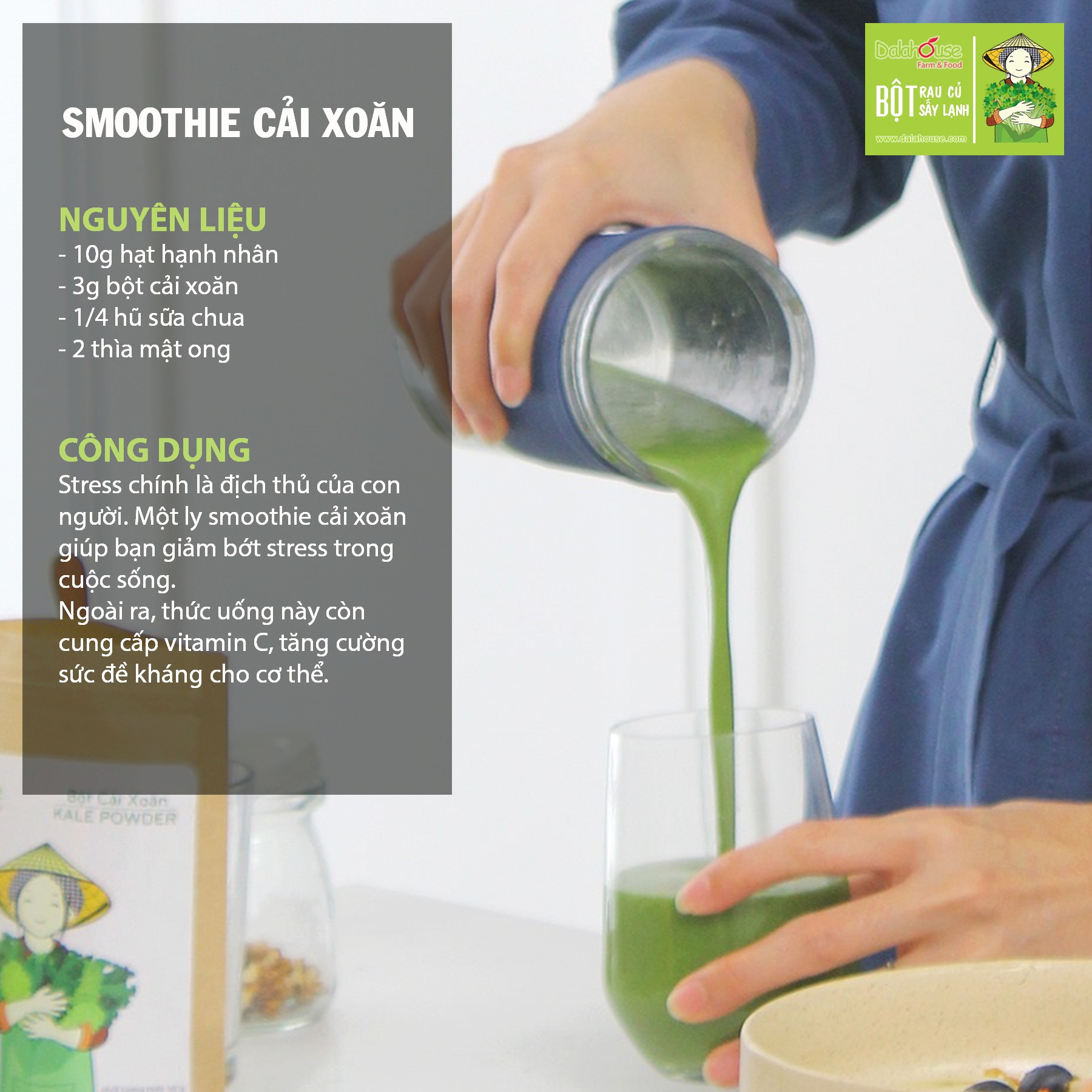 Bột cải xoăn nguyên chất Dalahouse 60gr