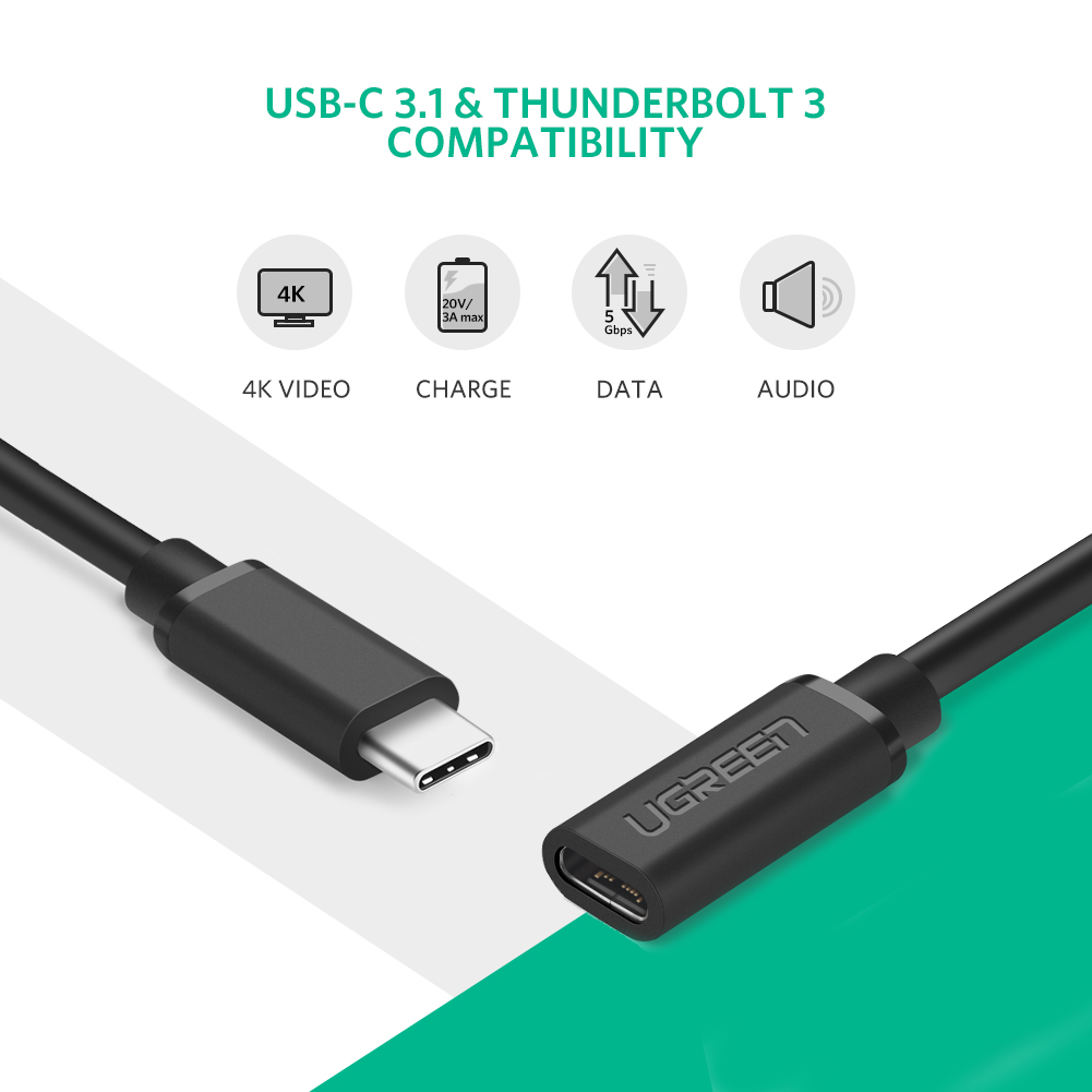 Cáp nối dài USB Type C Ugreen 40574 dài 0,5m chính hãng