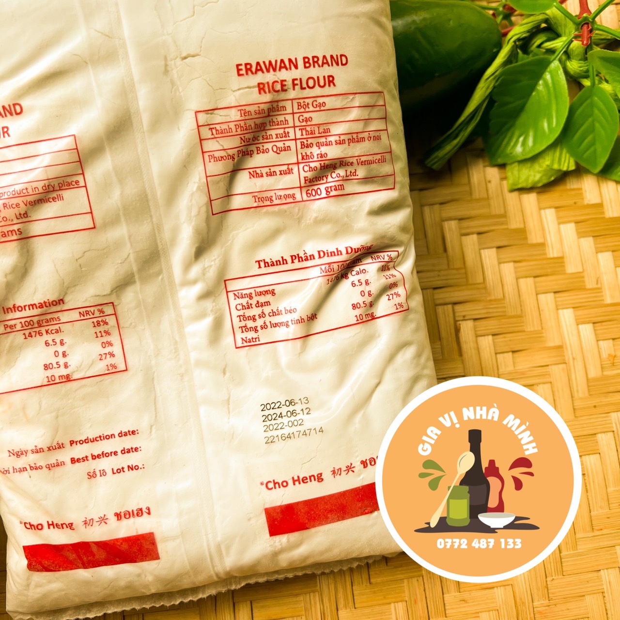 BỘT GẠO THÁI LAN HIỆU CON VOI - GÓI 600GR