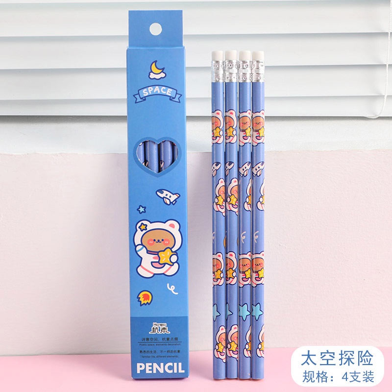 Set 4 bút chì hình phi hành gia hoạt hình dễ thương H174