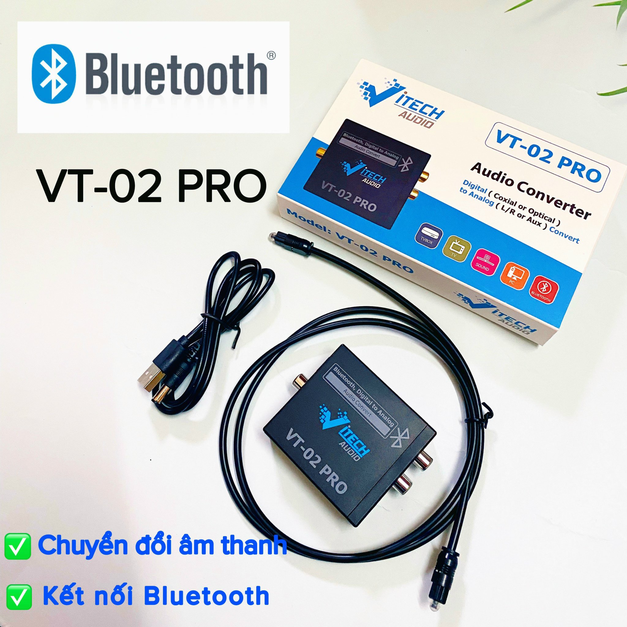 Thiết bị chuyển đổi Converter Quang sang âm thanh Toslink Coaxial to Audio R/F (Đen)   .