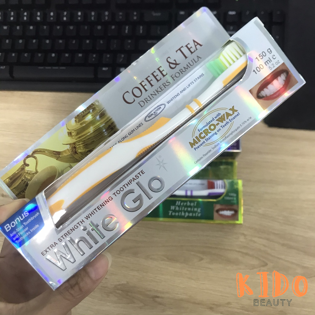 White Glo 150g toothbrush set (red/purple/blue/yellow/white)