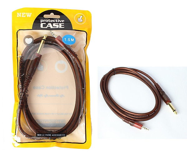 Dây tín hiệu 1 đầu 3.5mm ra đầu 6 ly y18 dài 1,5 mét hàng xịn