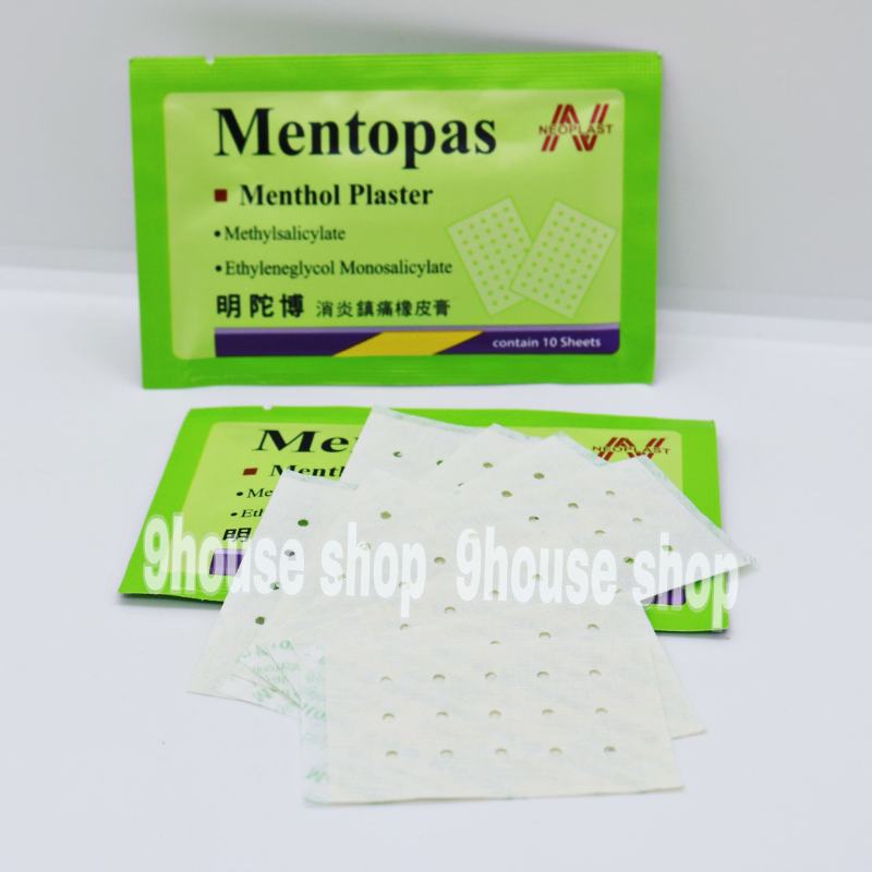 01 Gói Cao Dán MENTOPAS Neoplast Giảm Đau Nhức Thái Lan (1 Gói 10 miếng) - XANH NHẠT