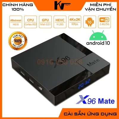 Android TV Box X96 Mate Android 10.0 Ram 4GB Rom 32GB Wifi 2.4Ghz/5.0Ghz Bluetooth 5.0