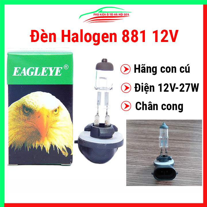 Bóng đèn halogen con cú 881 12v 27w lắp đèn ô tô