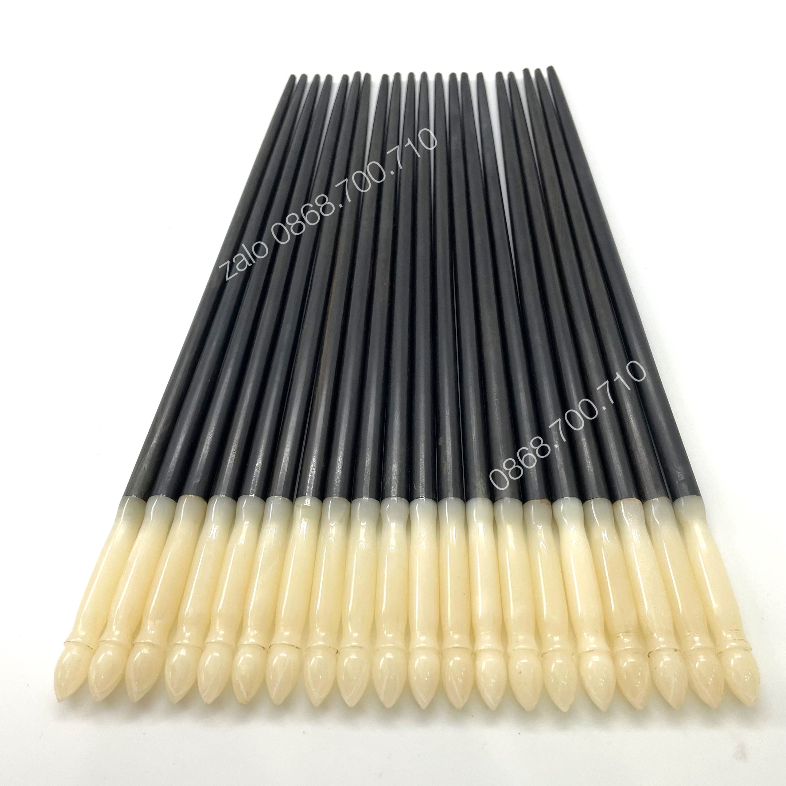 Đũa ăn gỗ Mun đâu gắn ốc biển cao cấp - mun chuẩn 100%