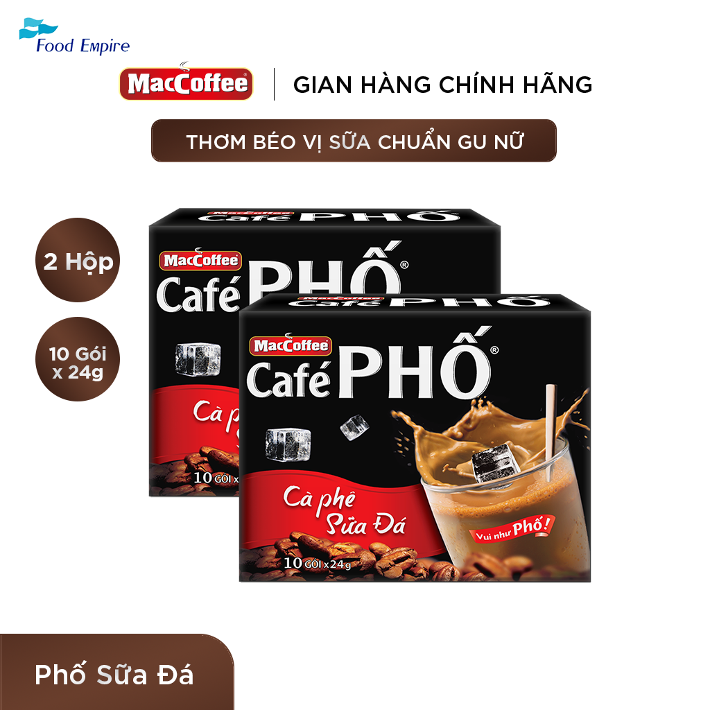 Combo of 2 Boxes of Iced Milk Street Coffee - Maccoffee (Box of 10 Packs X 24g)