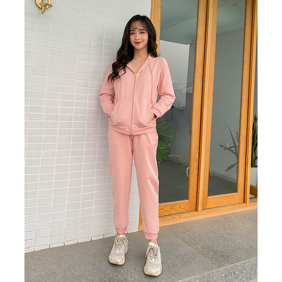 Bộ hoodie nỉ da cá cotton cao cấp