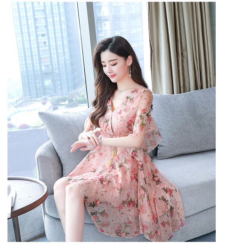 ĐẦM XÒE HOA SANG TRỌNG CAO CẤP BEYEU1688 - BY4306 (HỒNG)