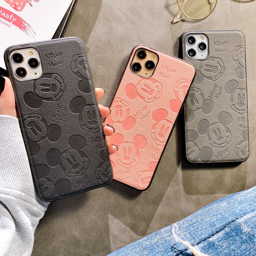 Ốp Lưng Da IMD Dập Nổi 3D Họa Tiết Mickey Mouse