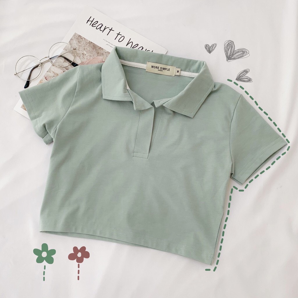Áo thun borip croptop cổ bẻ siêu chất TTSLA0231