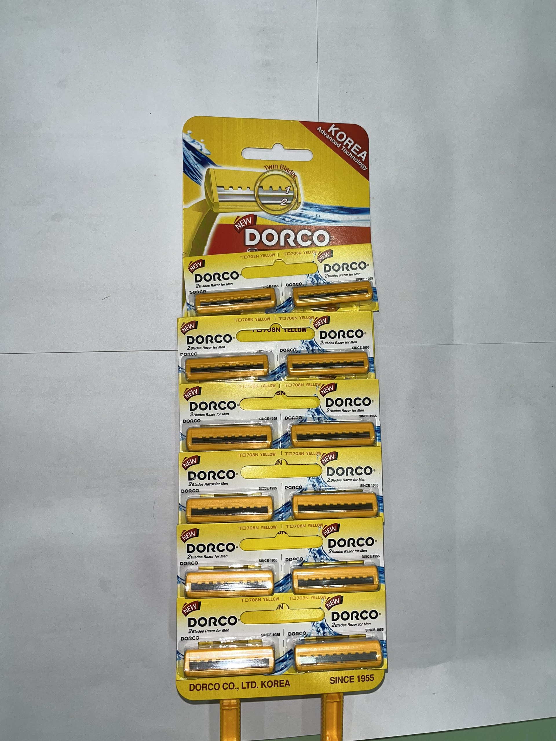 [HÀNG CHÍNH HÃNG] Dao cạo râu 2 lưỡi Dorco TD708YL-2B (Vỹ 12 cây)