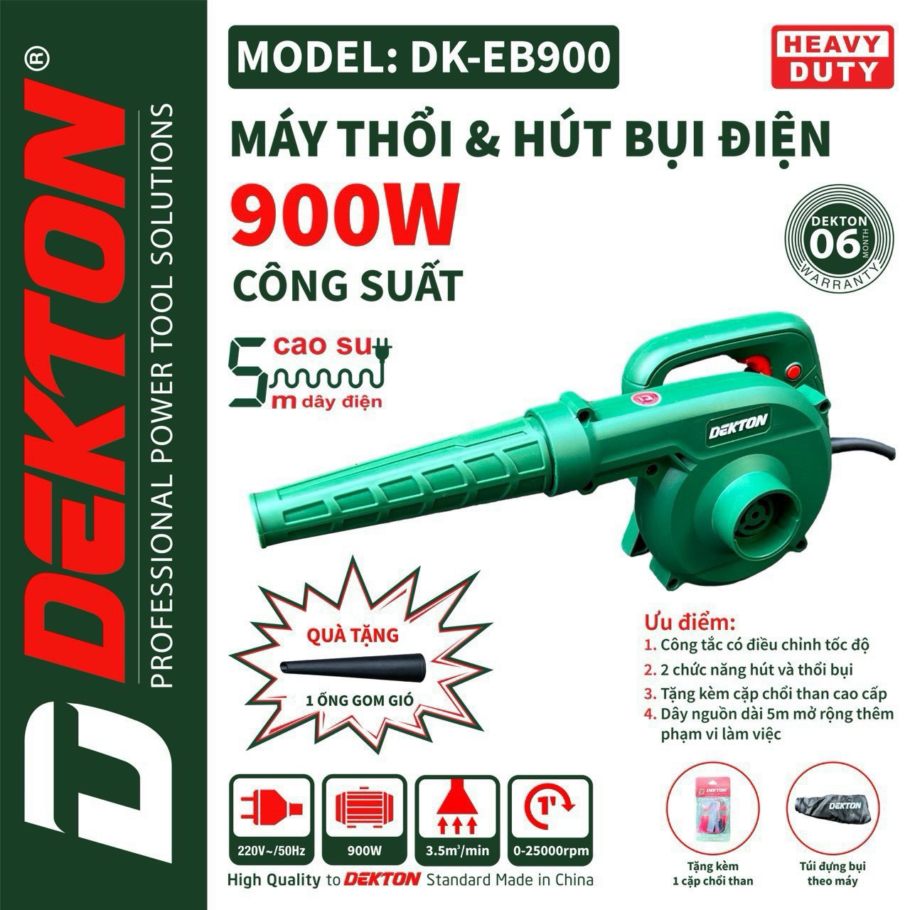Máy Thổi Bụi Dekton DK-EB800/EB900 2 màu xanh xám