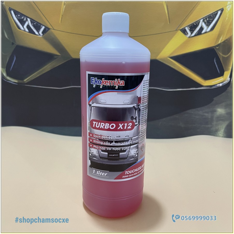 Nước rửa xe không chạm TurboX12 Ekokemika chai 1L (ô tô tải, xe khách)