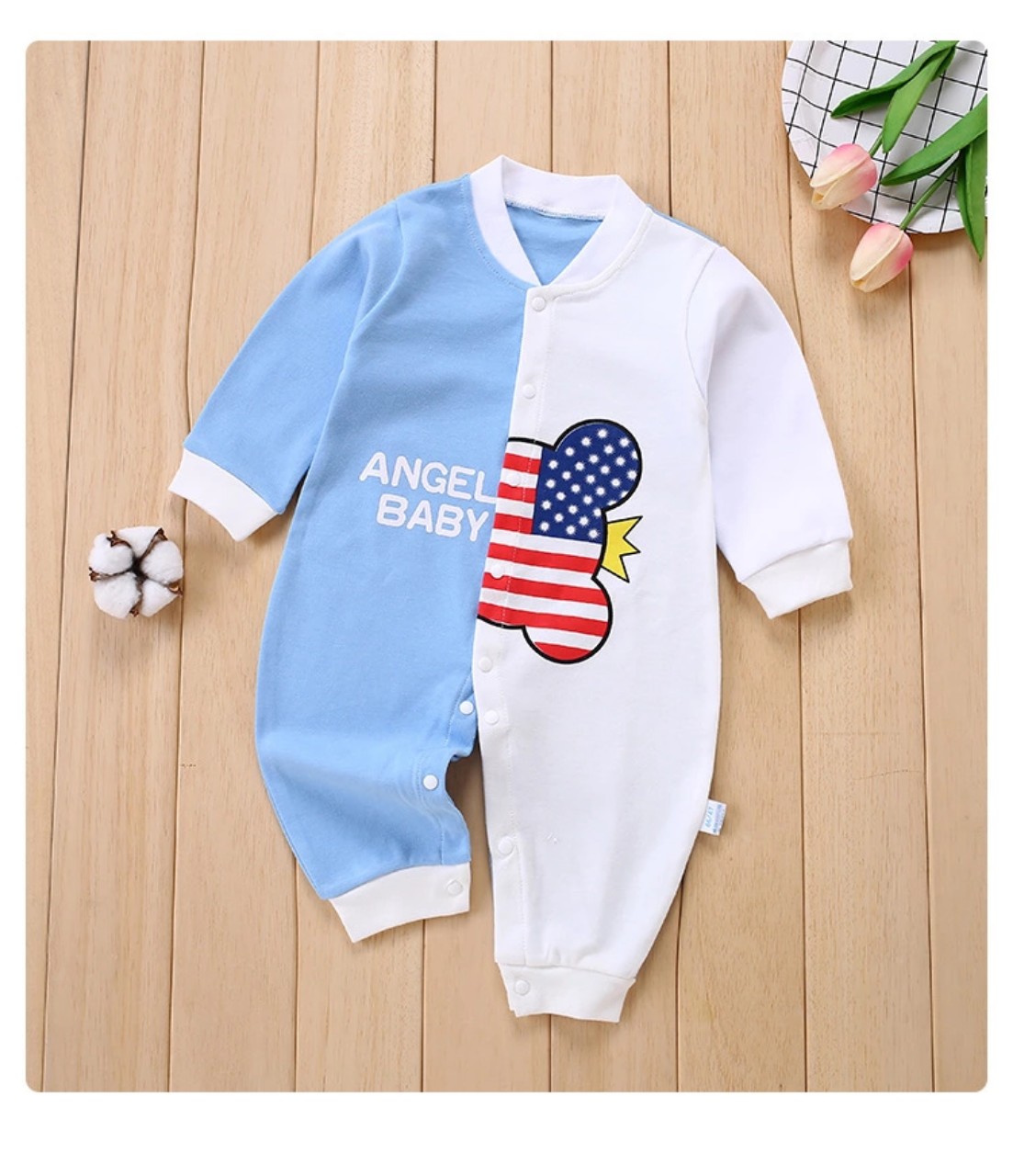 Body liền thân dài tay cotton cho bé trai và bé gái sơ sinh từ 3-15kg, hàng đẹp xuất Hàn - BD26