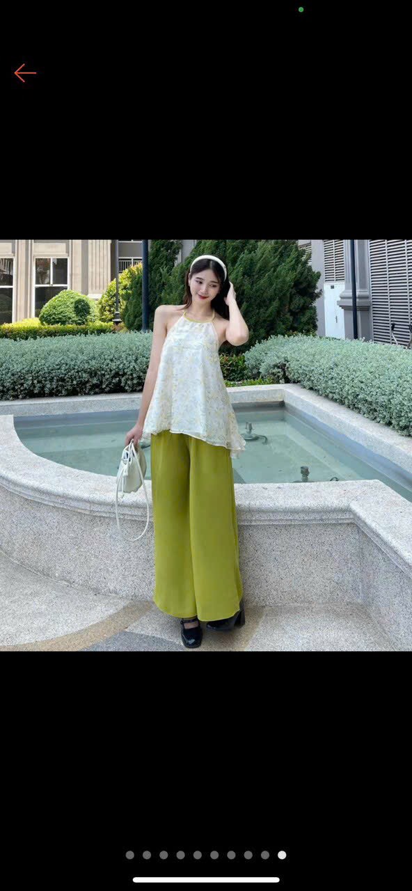 SET ÁO YẾM BUỘC DÂY LƯNG VÀ QUẦN LỤA