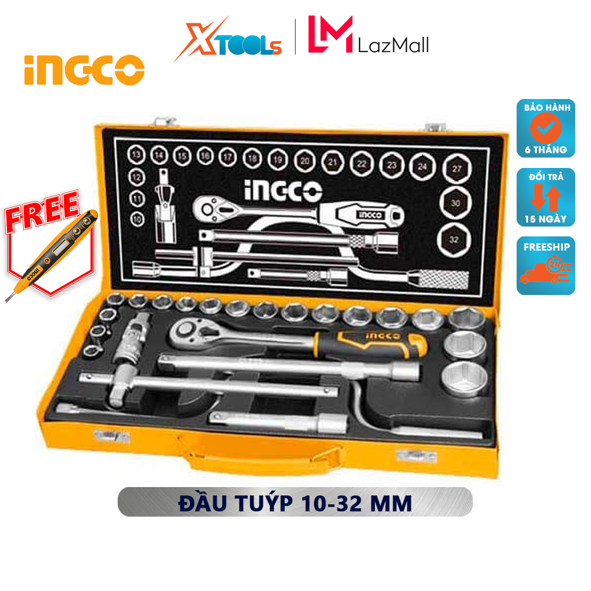 Set Type 24 details ingco HKTS0243 | 24 head tube 1/2 print insole size swivel: 6inch clamping force max: 1600 kgs-1/T used to clamp and hold onto the details such as: steel pipe, steel bar,… [Genuine] [XTools]